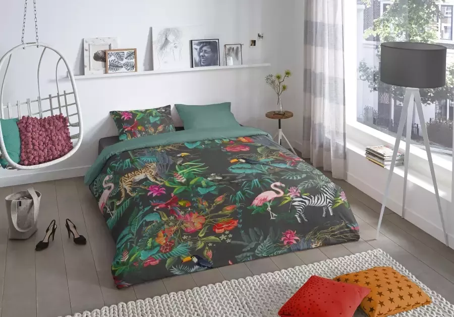 Good morning Tweezijdig te gebruiken overtrekset Funky Mako-satijn 135x200 Rits Omkeerbaar Mandala Luipaard - Foto 2