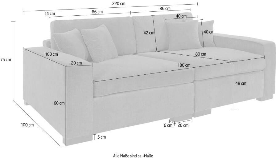 Home affaire 2-zitsbank Skara Loungebank met binnenveringsinterieur in vele overtrekkwaliteiten - Foto 5