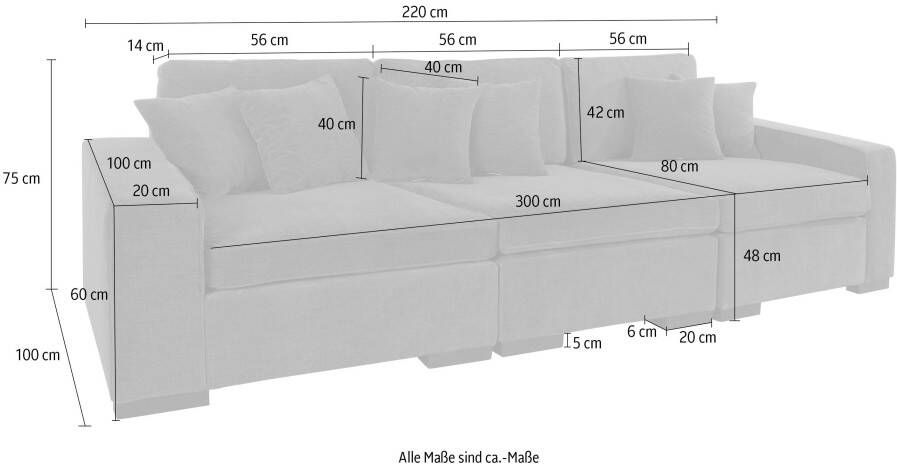 Home affaire 3-zitsbank Skara Loungebank met binnenveringsinterieur in vele overtrekkwaliteiten - Foto 6
