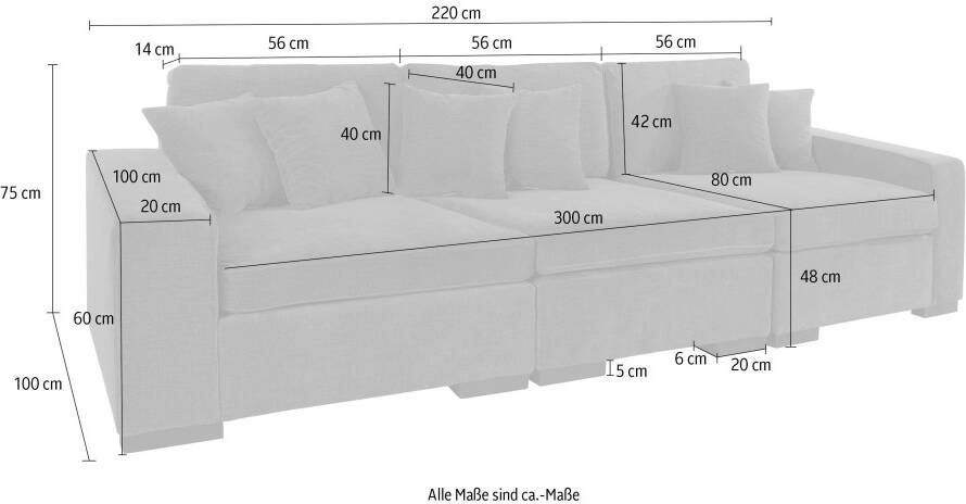 Home affaire 3-zitsbank Skara Loungebank met binnenveringsinterieur in vele overtrekkwaliteiten - Foto 6