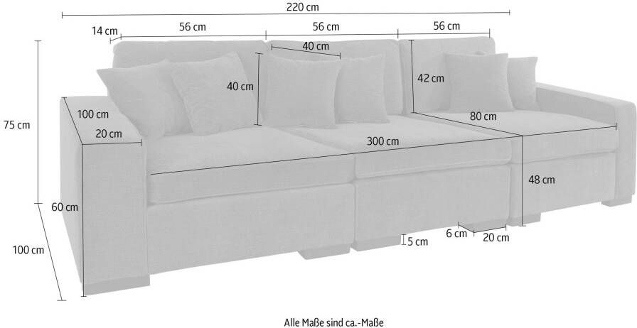 Home affaire 3-zitsbank Skara Loungebank met binnenveringsinterieur in vele overtrekkwaliteiten - Foto 6