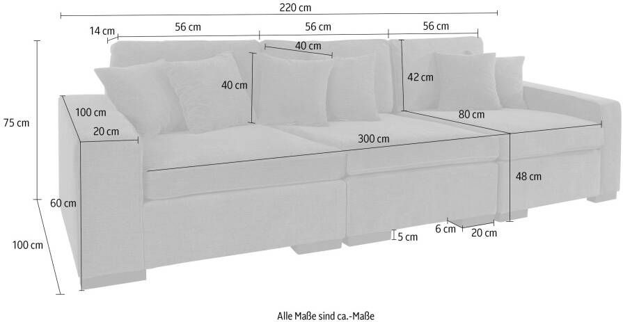 Home affaire 3-zitsbank Skara Loungebank met binnenveringsinterieur in vele overtrekkwaliteiten - Foto 6