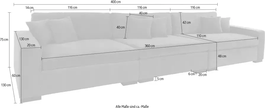 Home affaire 3-zitsbank Skara XXL Loungebank XXL met binnenveringsinterieur in vele overtrekkwaliteiten - Foto 6