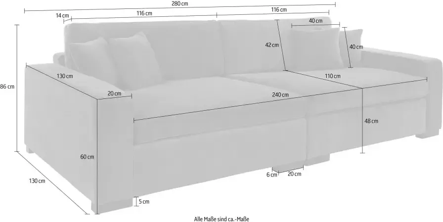Home affaire 3-zitsbank Skara XXL Loungebank XXL met binnenveringsinterieur in vele overtrekkwaliteiten - Foto 7