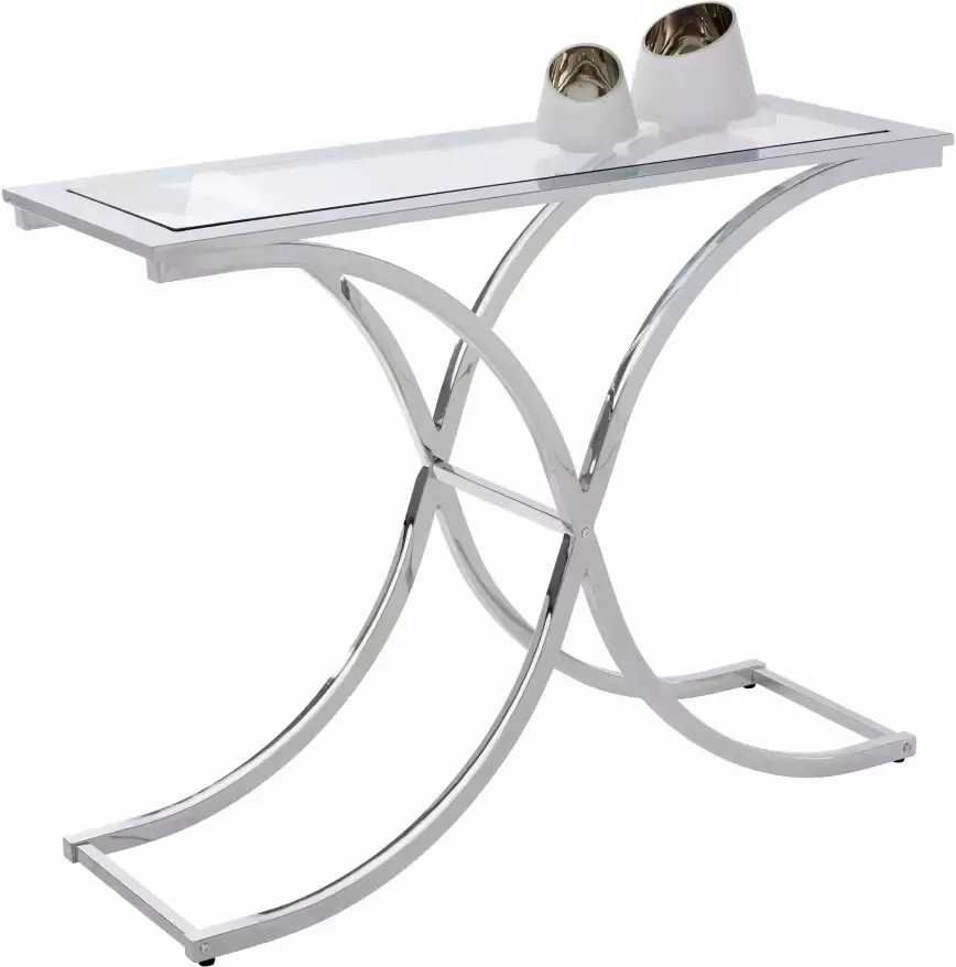 Guido Maria Kretschmer Home&Living Bijzettafel Ballum met modern chroomframe en een glasplaat breedte 100 cm