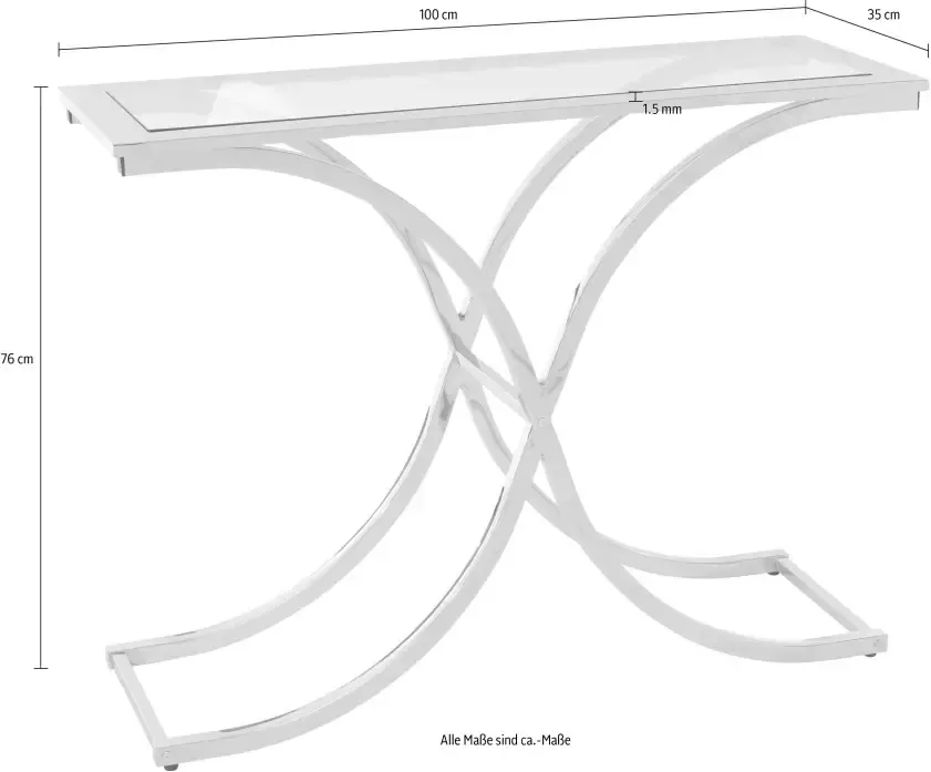 Guido Maria Kretschmer Home&Living Bijzettafel Ballum met modern chroomframe en een glasplaat breedte 100 cm - Foto 4