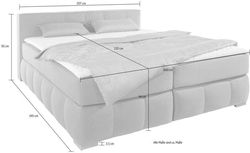 Home affaire Boxspring Chelles incl. matrastopper in xxl- extra lang 220 cm onderbak met elegante welving - Foto 7