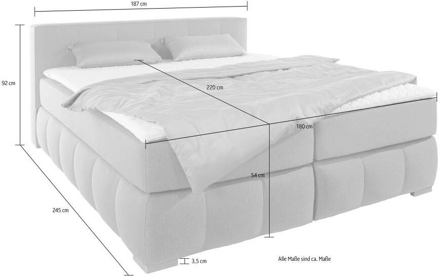 Home affaire Boxspring Chelles incl. matrastopper in xxl- extra lang 220 cm onderbak met elegante welving - Foto 6