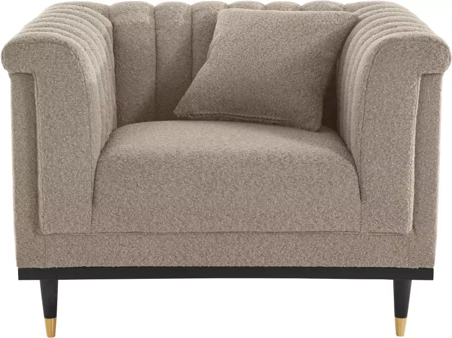 Home affaire Cocktailfauteuil Chamby New stoel bouclé-structuurbekleding met stiksels bij de leuning - Foto 3