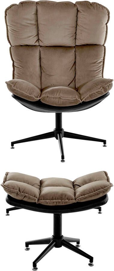 Guido Maria Kretschmer Home&Living Draaibare fauteuil Seet gestoffeerde fauteuil met voetenbank 360° draaibaar fauteuil incl. poef voetenbank (2 stuks) - Foto 7