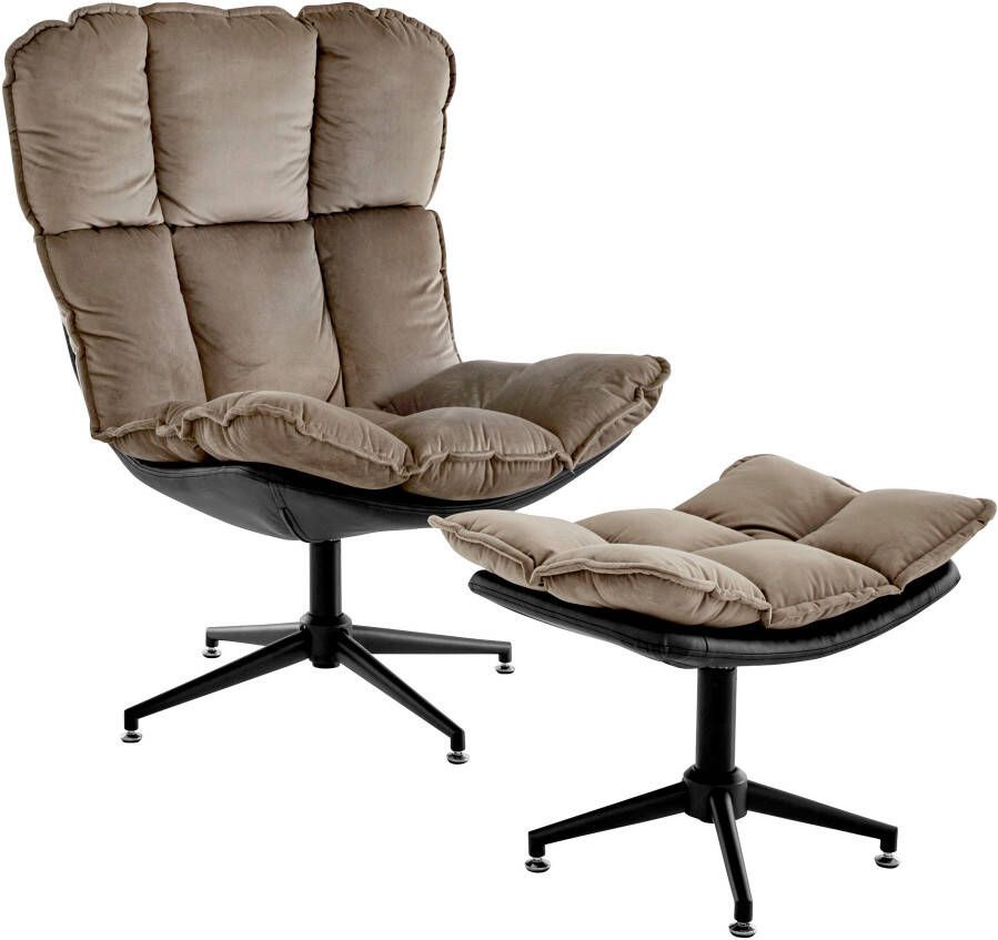 Guido Maria Kretschmer Home&Living Draaibare fauteuil Seet gestoffeerde fauteuil met voetenbank 360° draaibaar fauteuil incl. poef voetenbank (2 stuks) - Foto 2