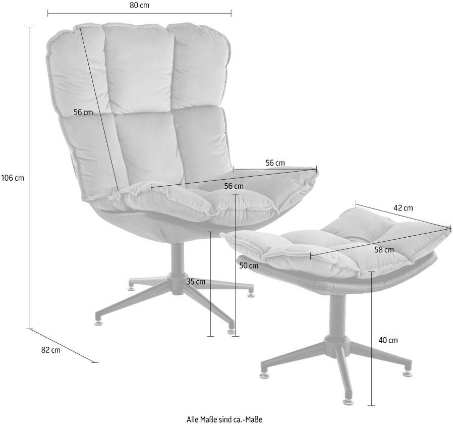 Guido Maria Kretschmer Home&Living Draaibare fauteuil Seet gestoffeerde fauteuil met voetenbank 360° draaibaar fauteuil incl. poef voetenbank (2 stuks) - Foto 3