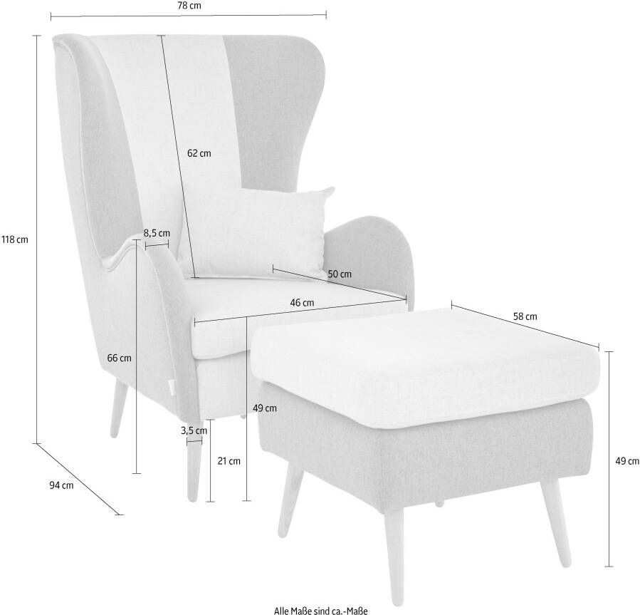 Guido Maria Kretschmer Home&Living Fauteuil Salla bekleding bouclé stof of fijne structuur naar keuze met of zonder hocker grote fauteuil: afm. bxdxh: 78x94x118cm
