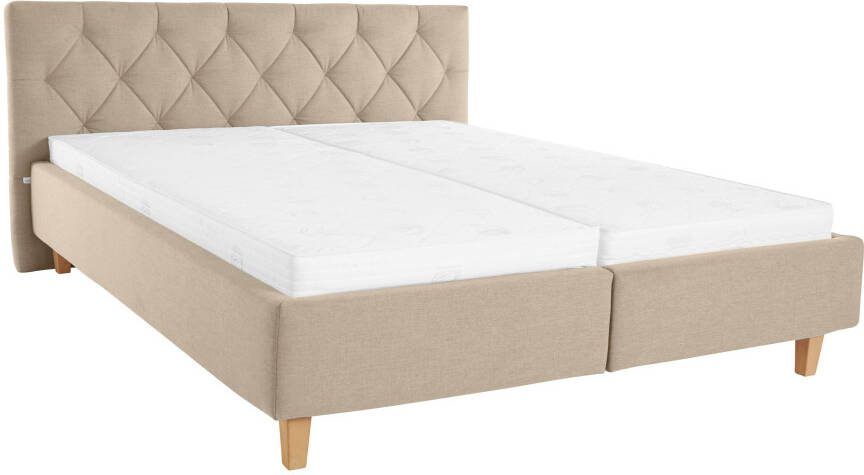 Home affaire Gestoffeerd bed Sunley 100 Kruisstiksel hoofdbordhoogte 102 cm zonder of met matras lattenbodem - Foto 6