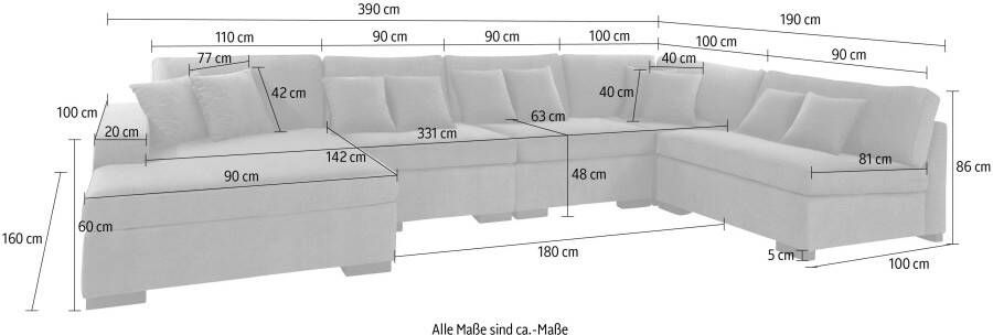 Home affaire Zithoek Skara U-vorm Loungebank met binnenveringsinterieur in vele overtrekkwaliteiten - Foto 3