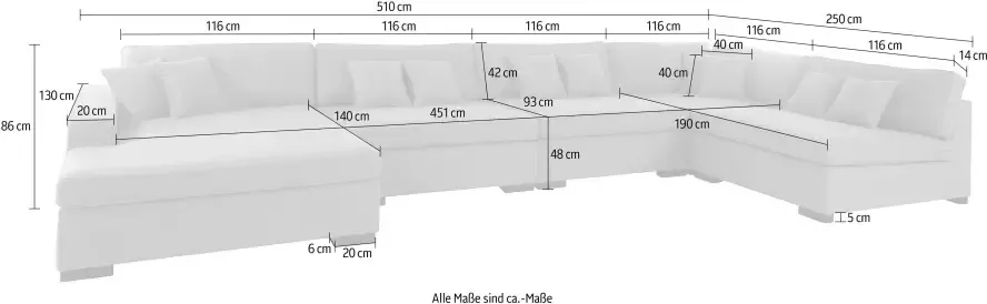 Home affaire Zithoek Skara XXL U-vorm Loungebank XXL met binnenveringsinterieur in vele overtrekkwaliteiten - Foto 3