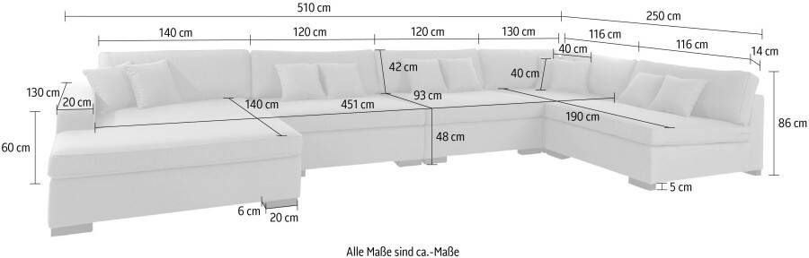 Home affaire Zithoek Skara XXL U-vorm Loungebank XXL met binnenveringsinterieur in vele overtrekkwaliteiten - Foto 2