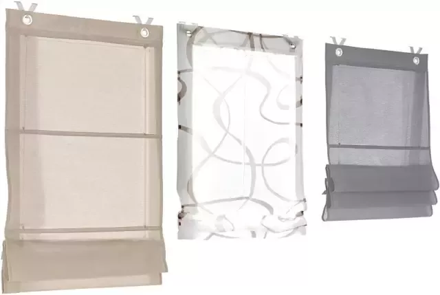 Kutti Vouwgordijn Kessy Bessy halftransparant katoen polyester op te hangen met haken (1 stuk) - Foto 6