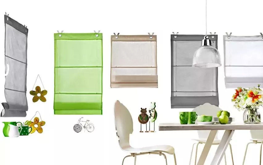 Kutti Vouwgordijn Kessy Bessy halftransparant katoen polyester op te hangen met haken (1 stuk) - Foto 4