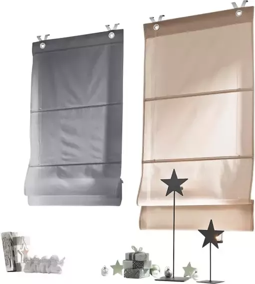 Kutti Vouwgordijn Kessy Bessy halftransparant katoen polyester op te hangen met haken (1 stuk) - Foto 4