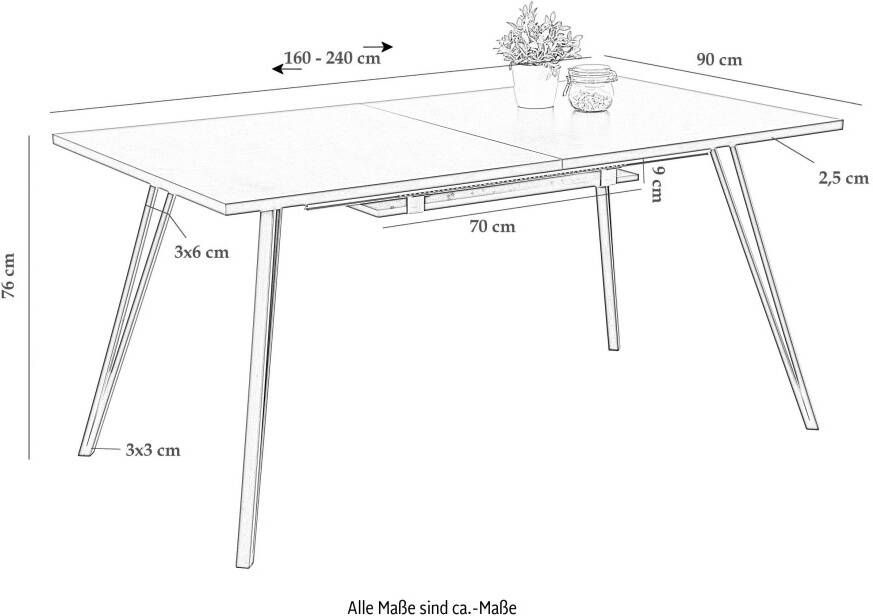 HELA Coulissen-eettafel Alisa uittrekbaar 160-240 cm - Foto 6