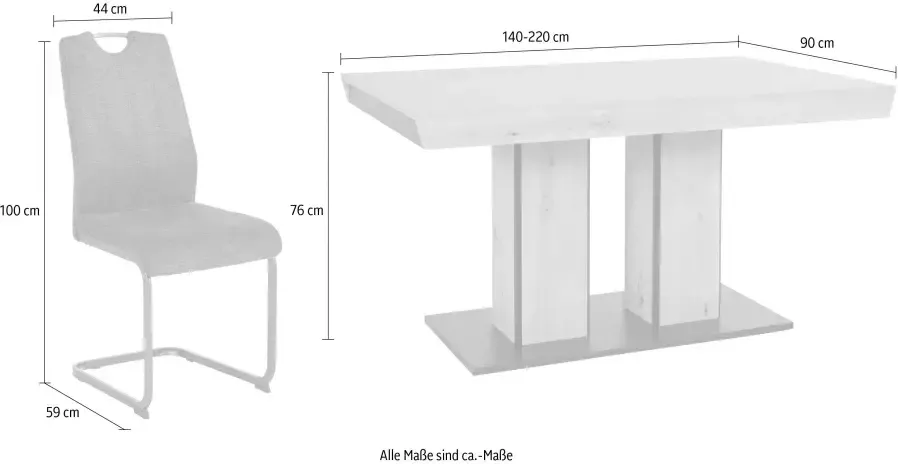 HELA Eethoek Agnes uitschuifbare eettafel tafel uitschuifbaar 140 -220 cm (set 5-delig) - Foto 14