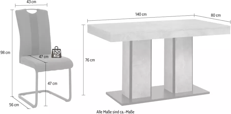 HELA Eethoek Rosé bestaand uit een tafel 140-180 cm en 4 stoelen (set 5-delig) - Foto 6