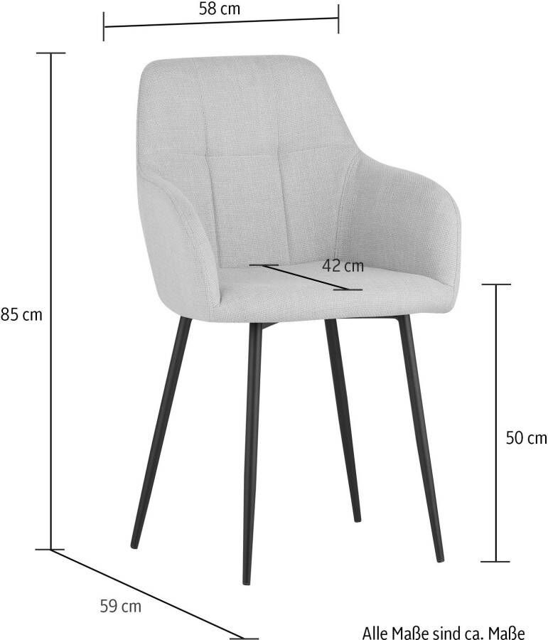 HELA Eetkamerstoel Hanna Schaalstoel armleuningstoel bekleding geweven stof (set 2 stuks) - Foto 2