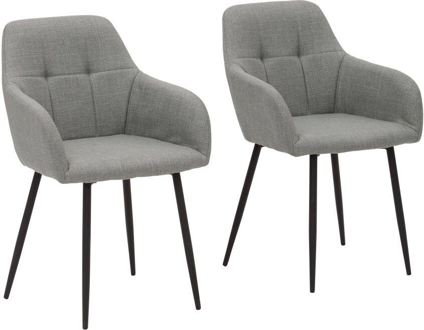 HELA Eetkamerstoel Hanna Schaalstoel armleuningstoel bekleding geweven stof (set 2 stuks) - Foto 4