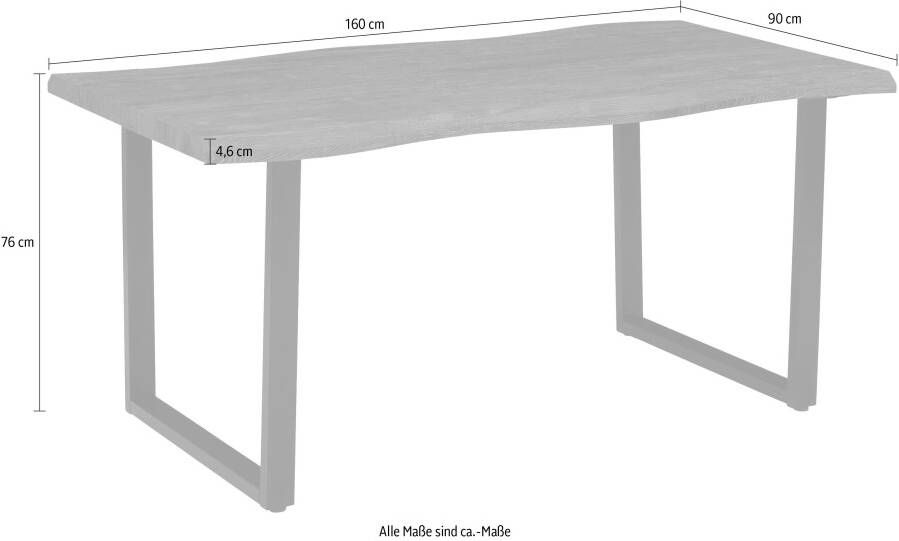 HELA Eettafel Giselle tafel met boomstam rand Keukentafel Beugelonderstel Industrial design 140 200 cm breedte ecru of grijs - Foto 3
