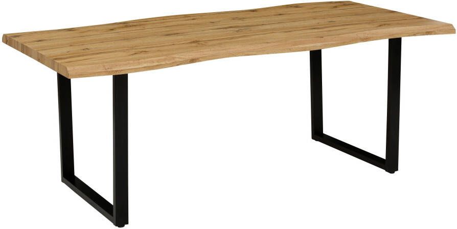 HELA Eettafel Giselle tafel met boomstam rand Keukentafel Beugelonderstel Industrial design 140 200 cm breedte ecru of grijs - Foto 4