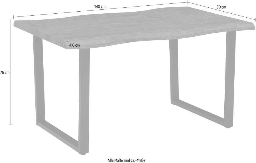 HELA Eettafel Giselle tafel met boomstam rand Keukentafel Beugelonderstel Industrial design 140 200 cm breedte ecru of grijs - Foto 3
