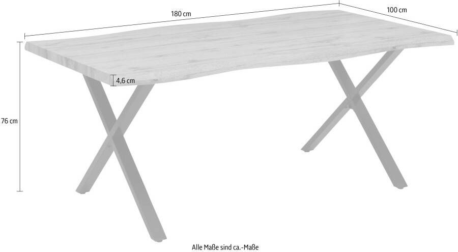 HELA Eettafel Greta Boomstamtafel (imitatie) verschillende maten X-frame 46 mm dikte - Foto 3