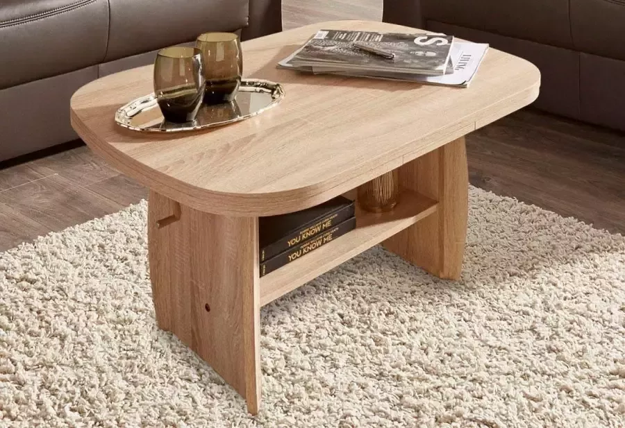 Hela EMOB Salontafel Mihanne 90 142x68x52 62 cm-beuk Ovale salontafels Bruin Spaanplaat Ovale salontafels Op voorraad - Foto 5