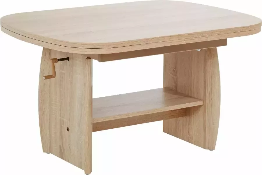 Hela EMOB Salontafel Mihanne 90 142x68x52 62 cm-sonoma eik Ovale salontafels Bruin Spaanplaat Ovale salontafels Op voorraad - Foto 4