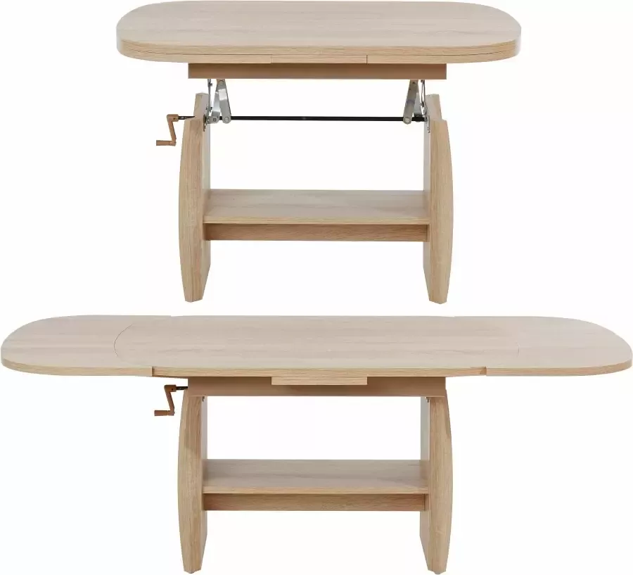 Hela EMOB Salontafel Mihanne 90 142x68x52 62 cm-sonoma eik Ovale salontafels Bruin Spaanplaat Ovale salontafels Op voorraad - Foto 2