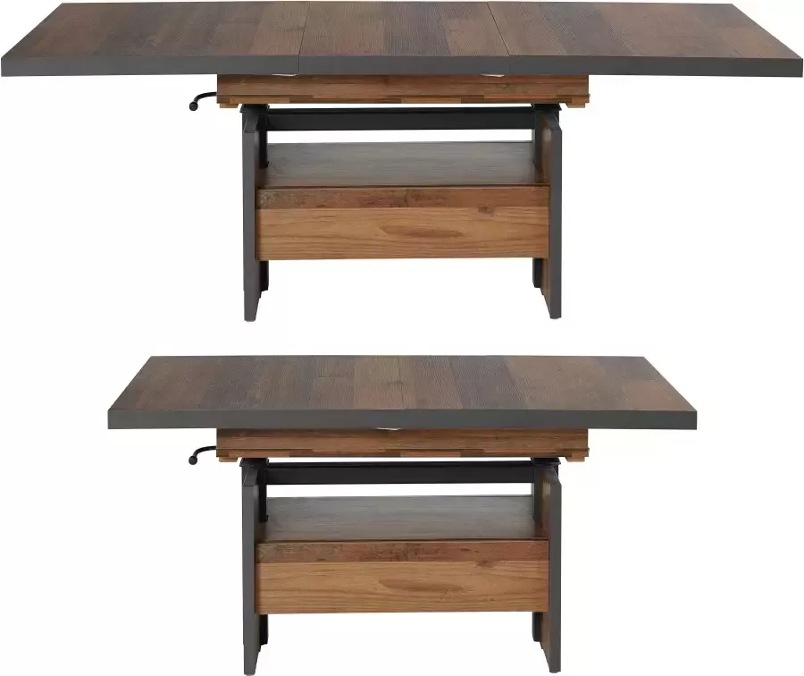 HELA Salontafel Noah uittrekbaar en in hoogte verstelbaar met lade vintage-look - Foto 4