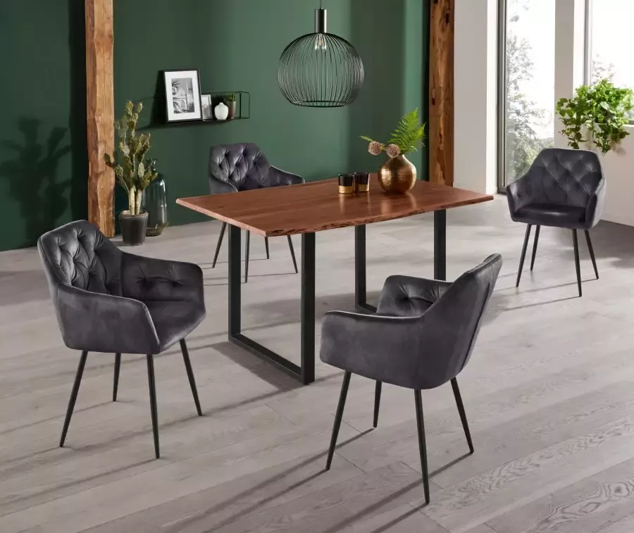 HELA Eetkamerstoel Kira schaalstoel Boho bestseller Stoel met armleuningen fluweel of microvezel bekleding (set) - Foto 9