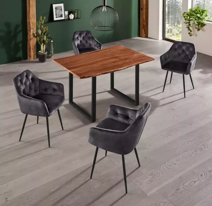 HELA Eetkamerstoel Kira schaalstoel Boho bestseller Stoel met armleuningen fluweel of microvezel bekleding (set) - Foto 3
