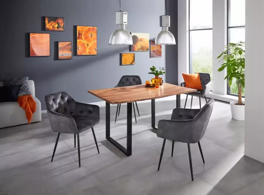 HELA Eetkamerstoel Kira schaalstoel Boho bestseller Stoel met armleuningen fluweel of microvezel bekleding (set) - Foto 16