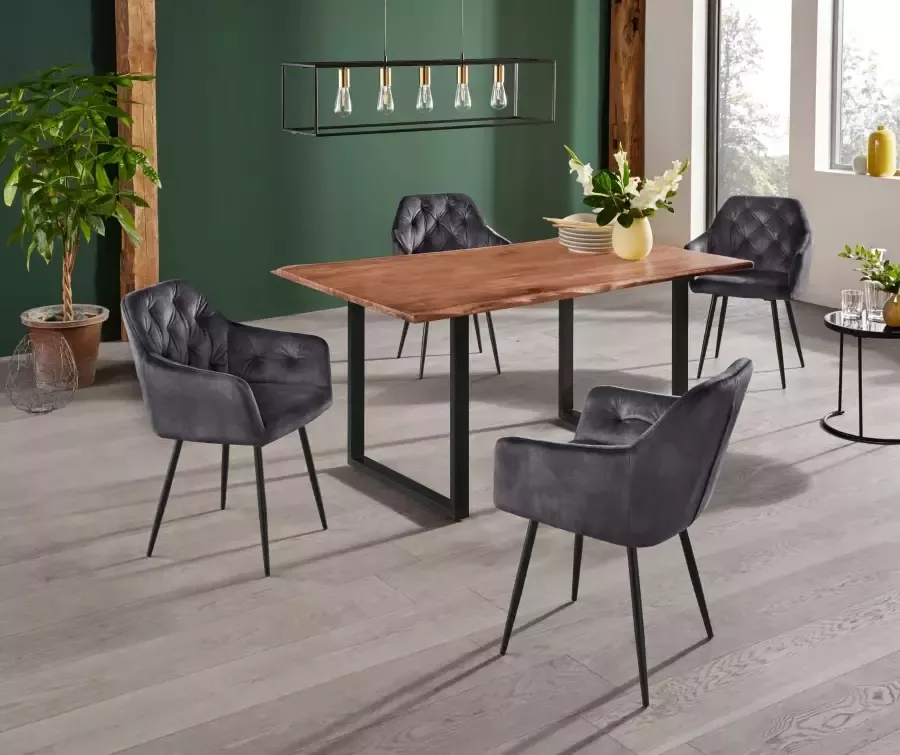 HELA Eetkamerstoel Kira schaalstoel Boho bestseller Stoel met armleuningen fluweel of microvezel bekleding (set) - Foto 10