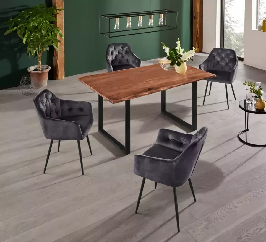 HELA Eetkamerstoel Kira schaalstoel Boho bestseller Stoel met armleuningen fluweel of microvezel bekleding (set) - Foto 5