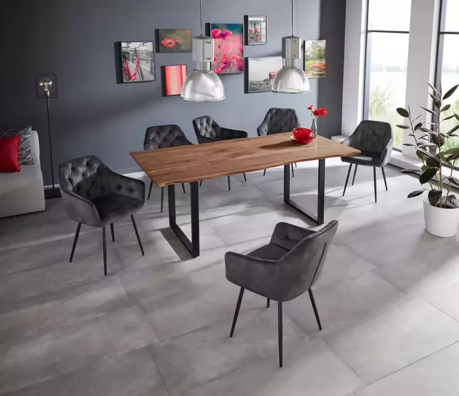 HELA Eetkamerstoel Kira schaalstoel Boho bestseller Stoel met armleuningen fluweel of microvezel bekleding (set) - Foto 8