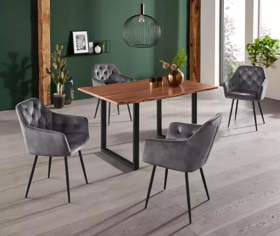HELA Eetkamerstoel Kira schaalstoel Boho bestseller Stoel met armleuningen fluweel of microvezel bekleding (set) - Foto 8