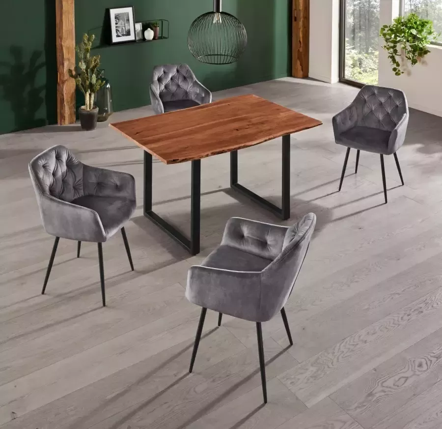 HELA Eetkamerstoel Kira schaalstoel Boho bestseller Stoel met armleuningen fluweel of microvezel bekleding (set) - Foto 3