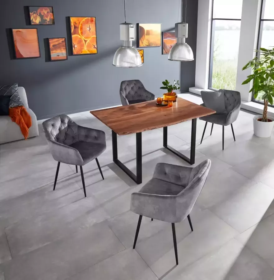 HELA Eetkamerstoel Kira schaalstoel Boho bestseller Stoel met armleuningen fluweel of microvezel bekleding (set) - Foto 2