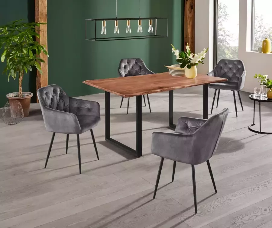 HELA Eetkamerstoel Kira schaalstoel Boho bestseller Stoel met armleuningen fluweel of microvezel bekleding (set) - Foto 9