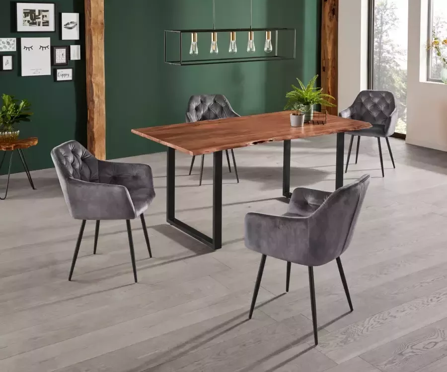 HELA Eetkamerstoel Kira schaalstoel Boho bestseller Stoel met armleuningen fluweel of microvezel bekleding (set) - Foto 10