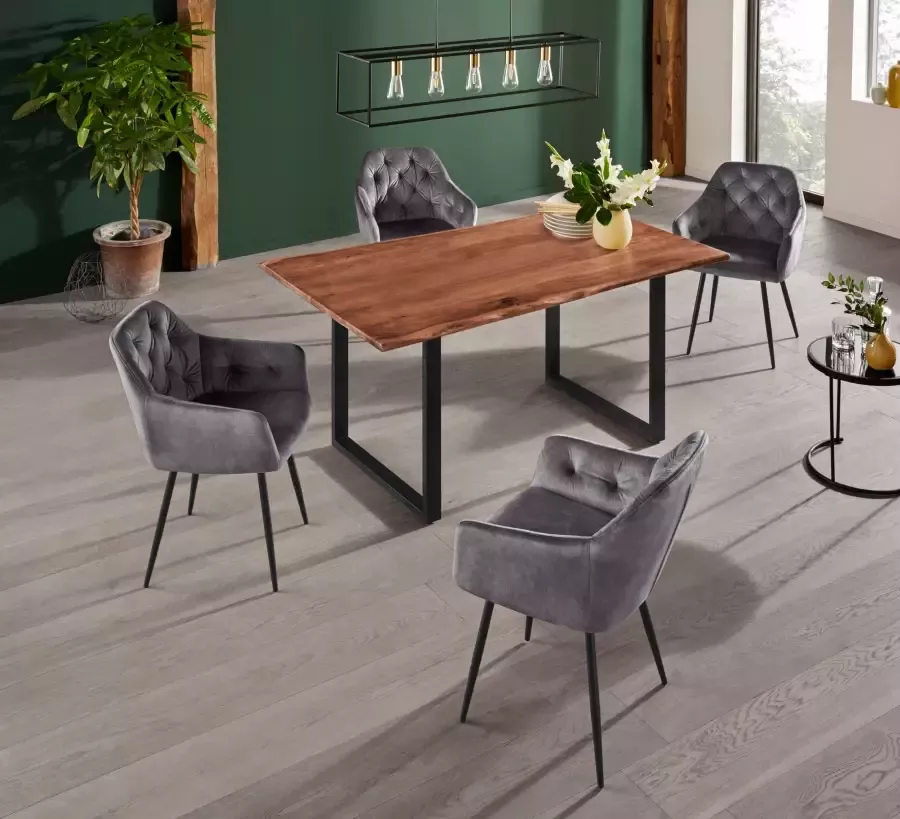 HELA Eetkamerstoel Kira schaalstoel Boho bestseller Stoel met armleuningen fluweel of microvezel bekleding (set) - Foto 5