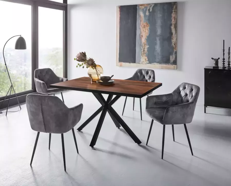 HELA Eetkamerstoel Kira schaalstoel Boho bestseller Stoel met armleuningen fluweel of microvezel bekleding (set) - Foto 13